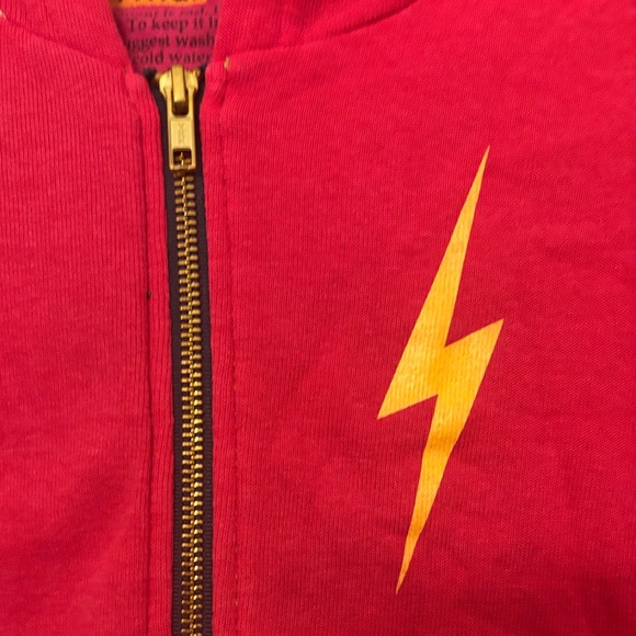 Aviator Nation Kids Hoodie in Vibrant Red with Yellow Lightning Bolt size 14 - Picture 6 of 6
